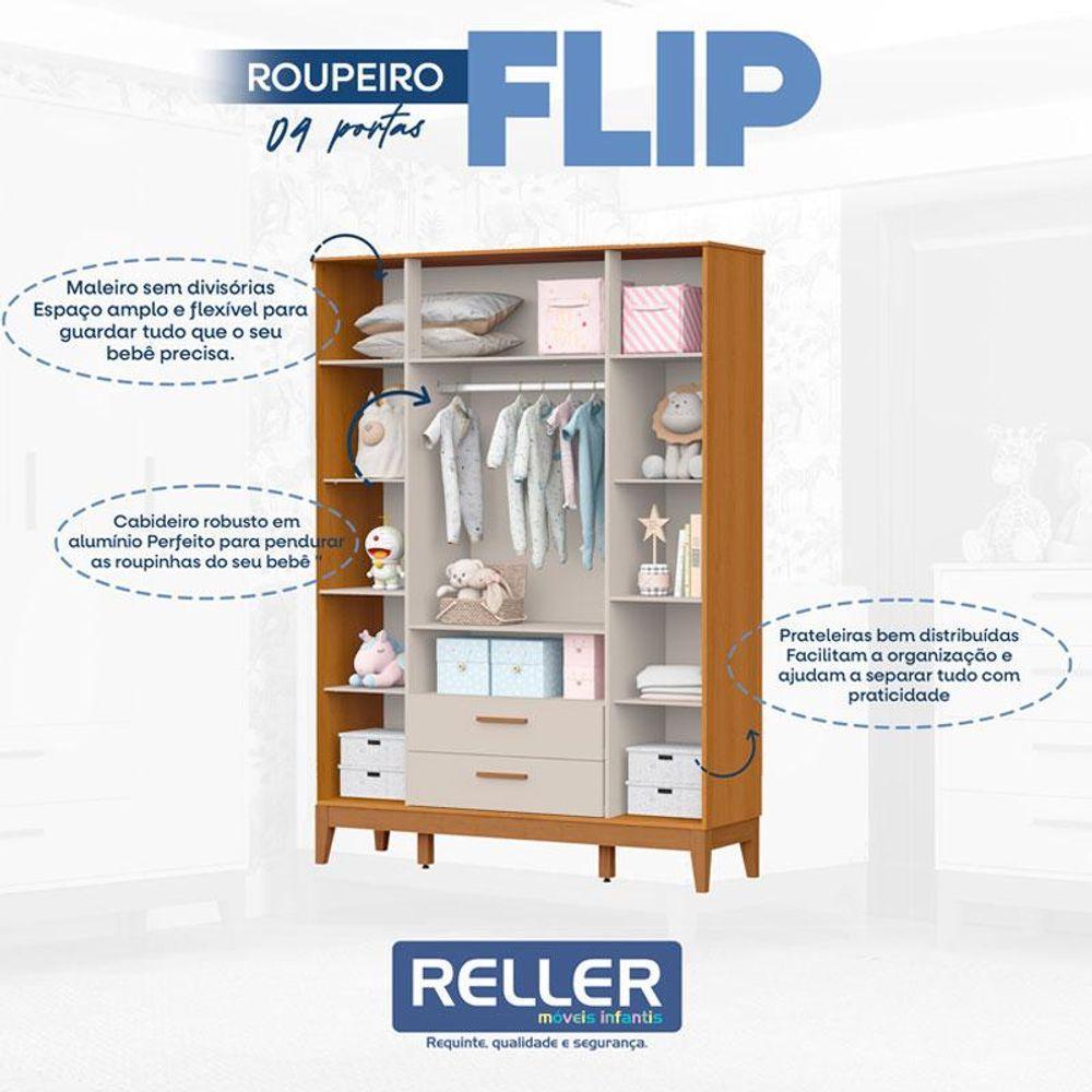 Quarto De Bebê Flip Com Cômoda Sapateira Areia Acetinado Savana - Reller - 4