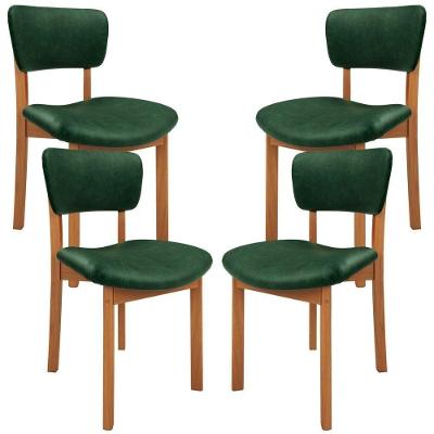 Kit 4 Cadeiras Para Sala De Jantar Cozinha Living Estofada Dara L02 Couríssimo Verde Musgo - Lyam Decor