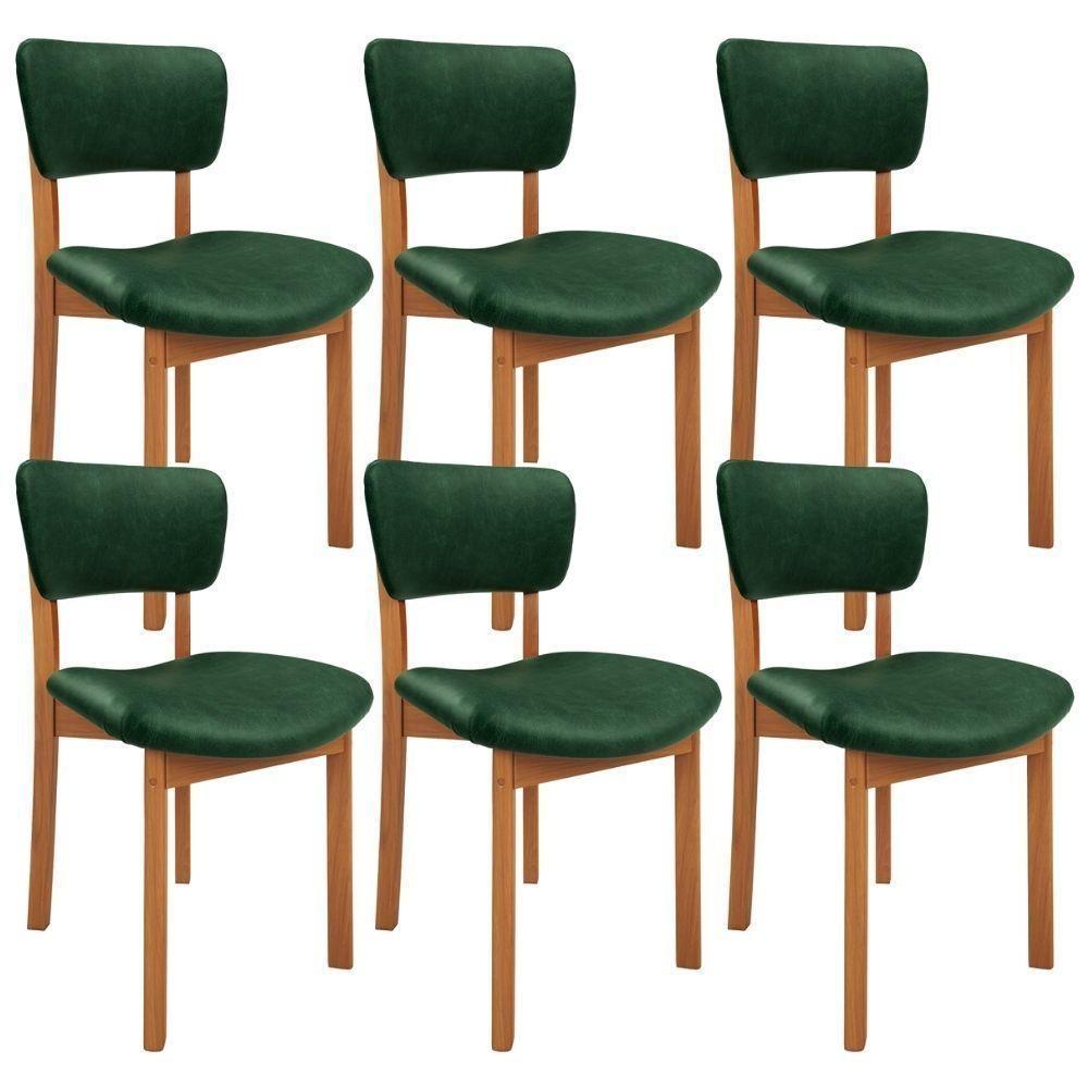 Kit 6 Cadeiras Para Sala De Jantar Cozinha Living Estofada Dara L02 Couríssimo Verde Musgo - Lyam Decor - 1