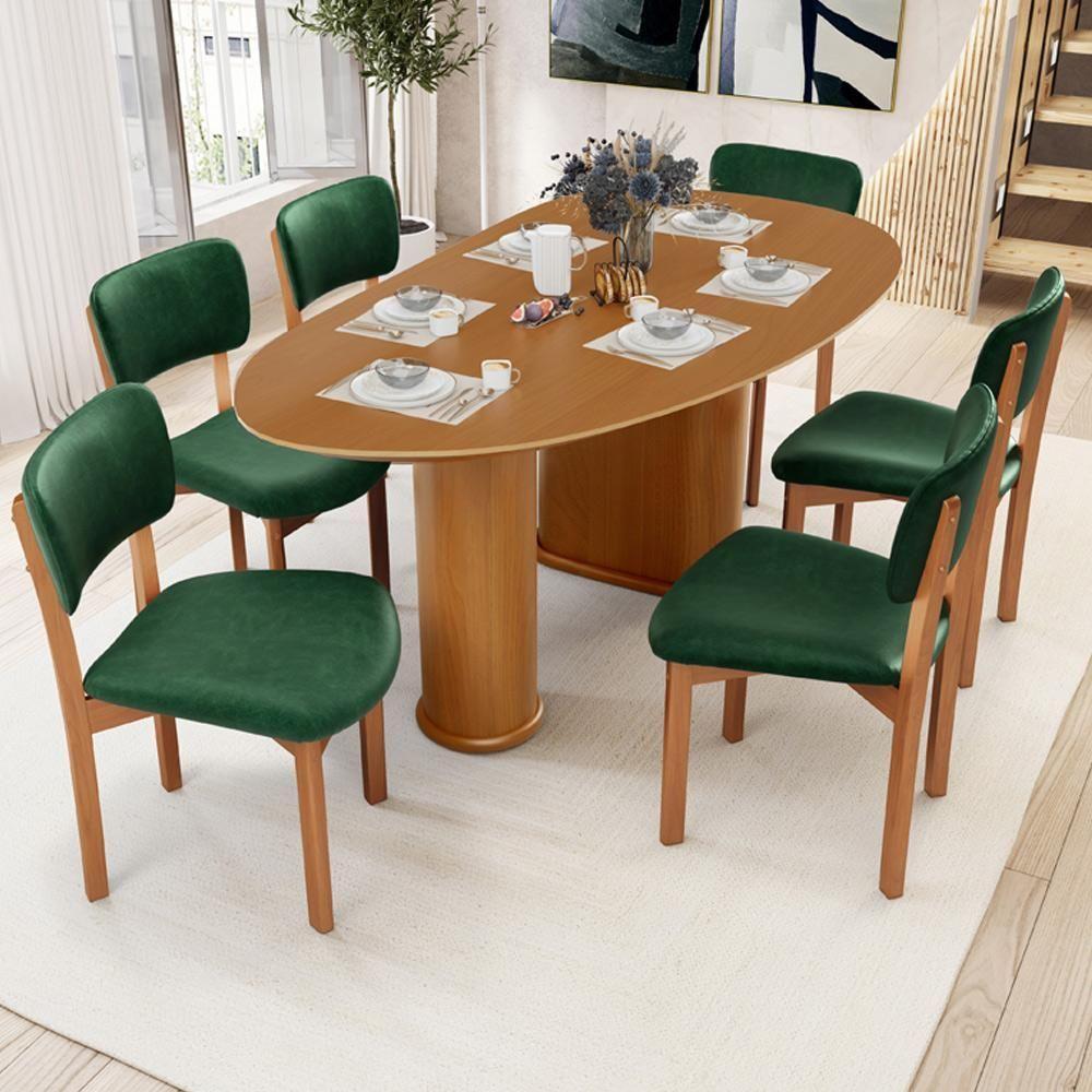 Kit 6 Cadeiras Para Sala De Jantar Cozinha Living Estofada Dara L02 Couríssimo Verde Musgo - Lyam Decor - 2