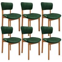 Kit 6 Cadeiras Para Sala De Jantar Cozinha Living Estofada Dara L02 Couríssimo Verde Musgo - Lyam Decor - 1