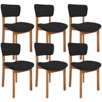 Kit 06 Cadeiras Para Sala De Jantar Cozinha Living Estofada Dara L02 Suede Preto - Lyam Decor - 1