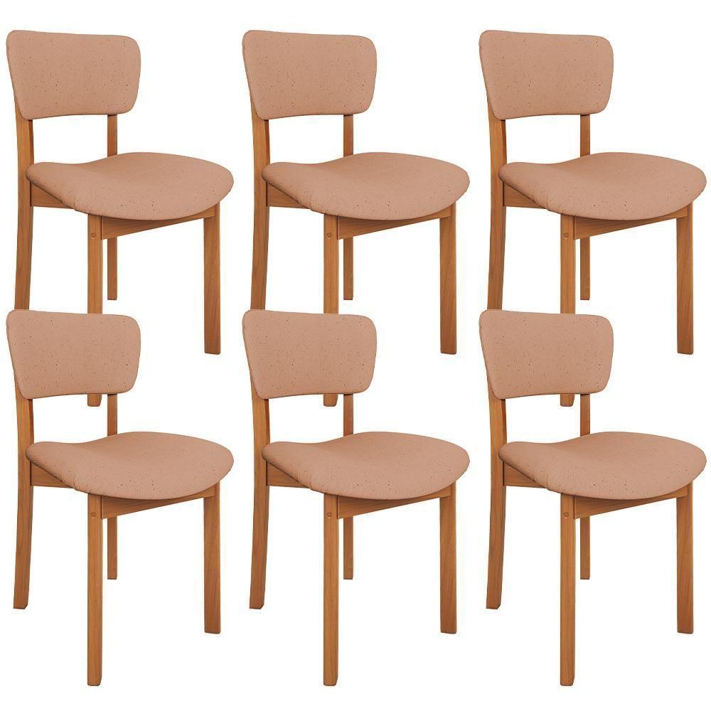 Kit 06 Cadeiras Para Sala De Jantar Cozinha Living Estofada Dara L02 Linho Rosê - Lyam Decor - 1