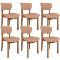 Kit 06 Cadeiras Para Sala De Jantar Cozinha Living Estofada Dara L02 Linho Rosê - Lyam Decor - 1