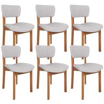 Kit 06 Cadeiras Para Sala De Jantar Cozinha Living Estofada Dara L02 Linho Cinza - Lyam Decor