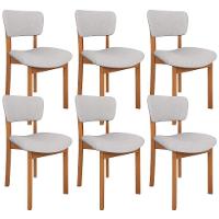 Kit 06 Cadeiras Para Sala De Jantar Cozinha Living Estofada Dara L02 Linho Cinza - Lyam Decor - 1