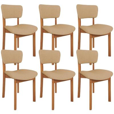 Kit 06 Cadeiras Para Sala De Jantar Cozinha Living Estofada Dara L02 Linho Bege Escuro - Lyam Decor