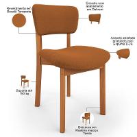 Kit 06 Cadeiras Para Sala De Jantar Cozinha Living Estofada Dara L02 Bouclê Terracota - Lyam Decor