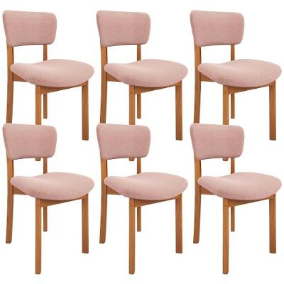 Kit 06 Cadeiras Para Sala De Jantar Cozinha Living Estofada Dara L02 Bouclê Rosê - Lyam Decor