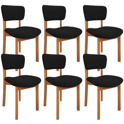 Kit 06 Cadeiras Para Sala De Jantar Cozinha Living Estofada Dara L02 Bouclê Preto - Lyam Decor