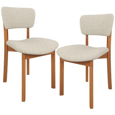 Kit 2 Cadeiras Para Sala De Jantar Cozinha Living Estofada Dara L02 Linho Champagne - Lyam Decor