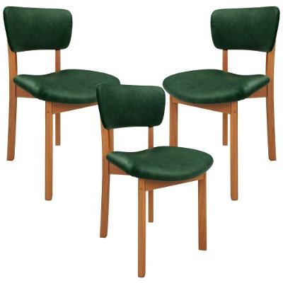 Kit 3 Cadeiras Para Sala De Jantar Cozinha Living Estofada Dara L02 Couríssimo Verde Musgo - Lyam Decor
