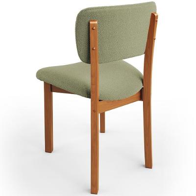 Kit 06 Cadeiras Dara em Madeira Estofada em Bouclê Verde para Sala de Jantar