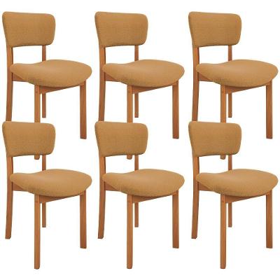 Kit 06 Cadeiras Para Sala De Jantar Cozinha Living Estofada Dara L02 Bouclê Mostarda - Lyam Decor