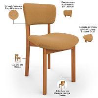 Kit 06 Cadeiras Para Sala De Jantar Cozinha Living Estofada Dara L02 Bouclê Mostarda - Lyam Decor