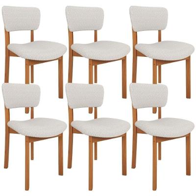 Kit 06 Cadeiras Para Sala De Jantar Cozinha Living Estofada Dara L02 Bouclê Cru - Lyam Decor