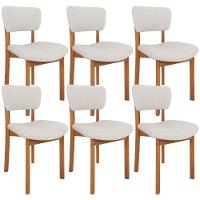 Kit 06 Cadeiras Para Sala De Jantar Cozinha Living Estofada Dara L02 Bouclê Cru - Lyam Decor - 1