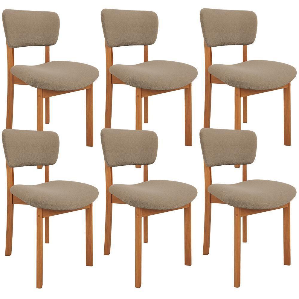 Kit 06 Cadeiras Para Sala De Jantar Cozinha Living Estofada Dara L02 Bouclê Bege - Lyam Decor - 1