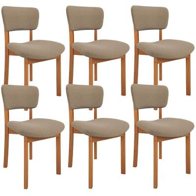Kit 06 Cadeiras Para Sala De Jantar Cozinha Living Estofada Dara L02 Bouclê Bege - Lyam Decor