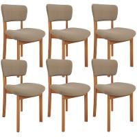 Kit 06 Cadeiras Para Sala De Jantar Cozinha Living Estofada Dara L02 Bouclê Bege - Lyam Decor - 1
