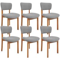 Kit 06 Cadeiras Para Sala De Jantar Cozinha Living Estofada Dara L02 Bouclê Cinza - Lyam Decor - 1