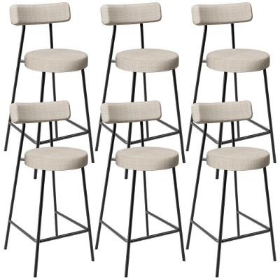 Kit 06 Banquetas Baixa Para Cozinha Sala De Jantar Bar Bancada Milão L02 Linho Palha - Lyam Decor