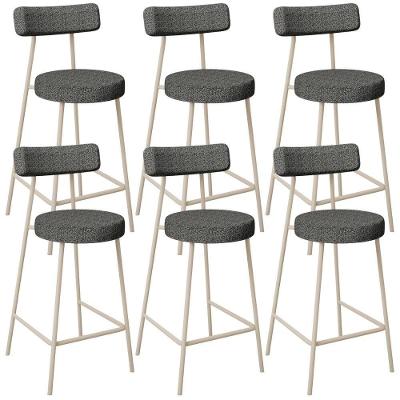 Kit 6 Banquetas Baixa Milão Arena L02 Aço Carbono Linho Mescla Chumbo Lyam Decor