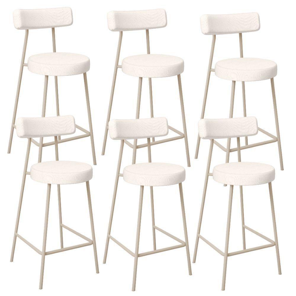 Kit 06 Banquetas Baixa Cozinha Sala Jantar Bancada Milão Arena L02 Linho Cru - Lyam Decor - 1