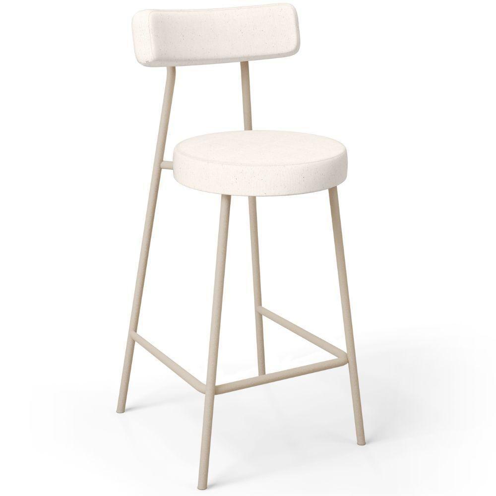 Kit 06 Banquetas Baixa Cozinha Sala Jantar Bancada Milão Arena L02 Linho Cru - Lyam Decor - 3