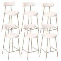 Kit 06 Banquetas Baixa Cozinha Sala Jantar Bancada Milão Arena L02 Linho Cru - Lyam Decor - 1