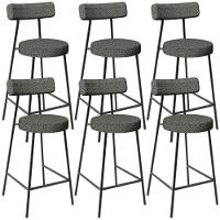 Kit 06 Banquetas Baixa Para Cozinha Sala De Jantar Bar Bancada Milão L02 Linho Mescla Chumbo - Lyam Decor - 1