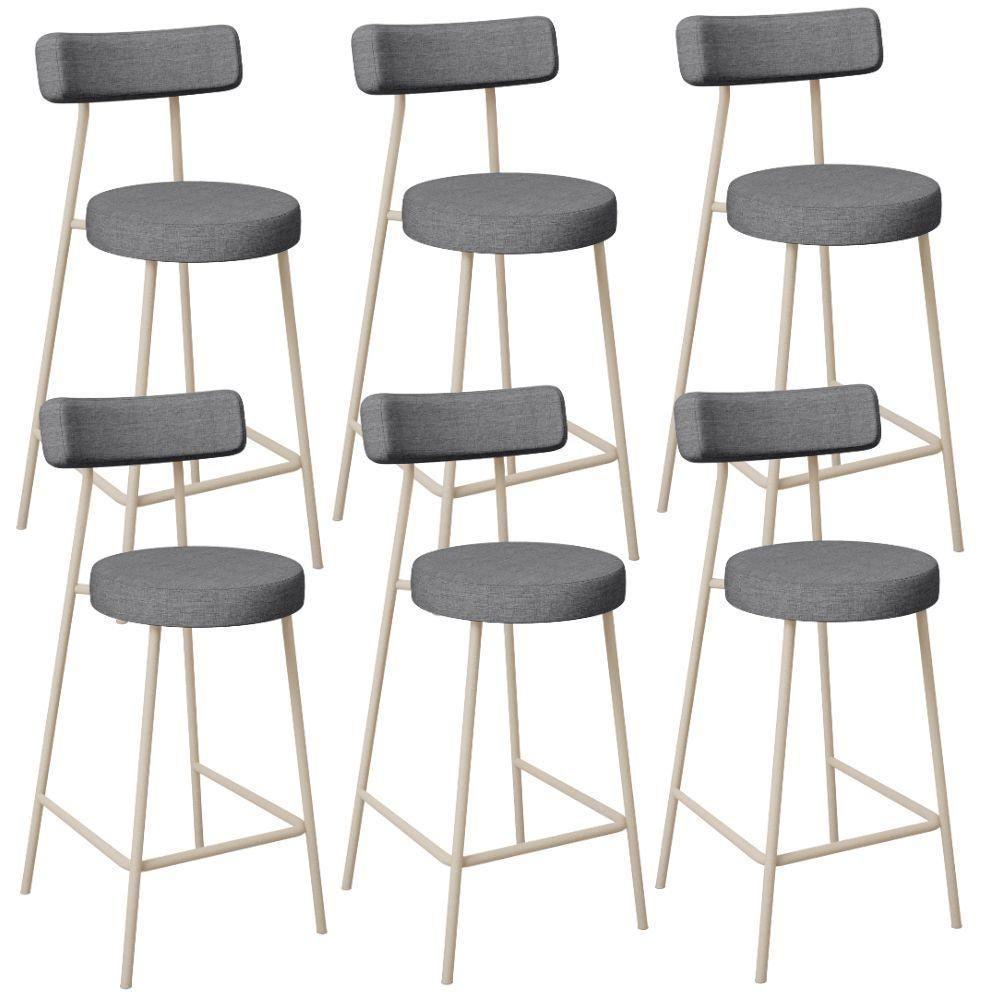 Kit 06 Banquetas Baixa Cozinha Sala Jantar Bancada Milão Arena L02 Linho Cinza Escuro - Lyam Decor - 1