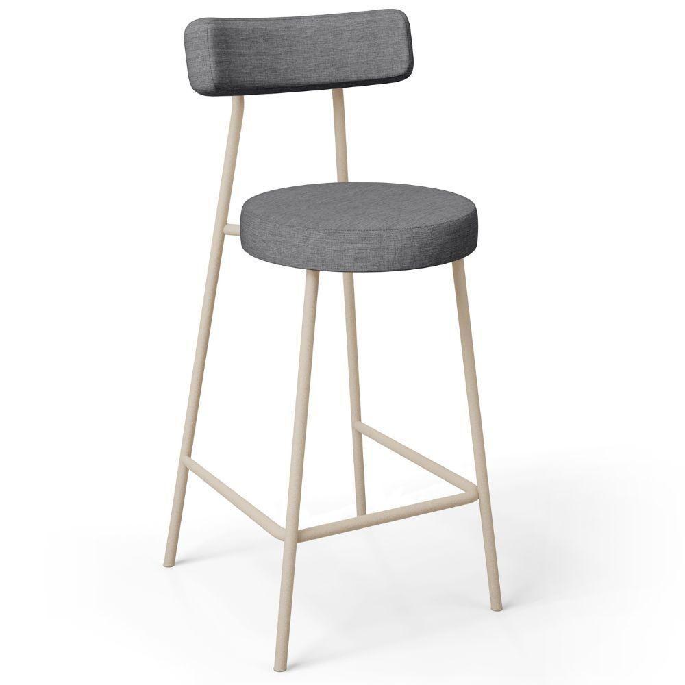 Kit 06 Banquetas Baixa Cozinha Sala Jantar Bancada Milão Arena L02 Linho Cinza Escuro - Lyam Decor - 3