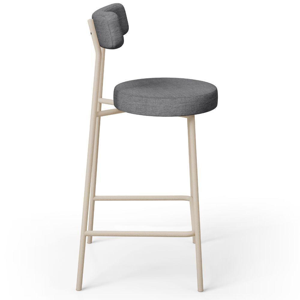 Kit 06 Banquetas Baixa Cozinha Sala Jantar Bancada Milão Arena L02 Linho Cinza Escuro - Lyam Decor - 7