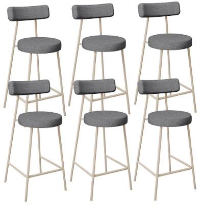 Kit 06 Banquetas Baixa Cozinha Sala Jantar Bancada Milão Arena L02 Linho Cinza Escuro - Lyam Decor