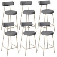 Kit 06 Banquetas Baixa Cozinha Sala Jantar Bancada Milão Arena L02 Linho Cinza Escuro - Lyam Decor - 1