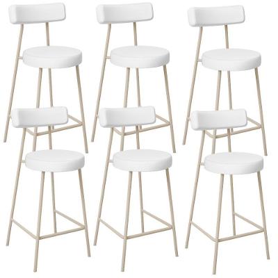 Kit 06 Banquetas Baixa Cozinha Sala Jantar Bancada Milão Arena L02 Facto Branco - Lyam Decor