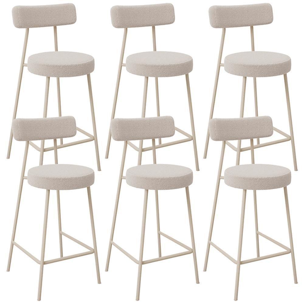 Kit 06 Banquetas Baixa Cozinha Sala Jantar Bancada Milão Arena L02 Bouclê Creme - Lyam Decor - 1