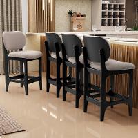 Kit 06 Banquetas Baixa Bar Cozinha E Sala De Jantar Fixa Betta L02 Preto Bouclê Bege - Lyam Decor - 2