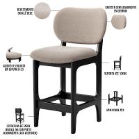 Kit 06 Banquetas Baixa Bar Cozinha E Sala De Jantar Fixa Betta L02 Preto Bouclê Bege - Lyam Decor