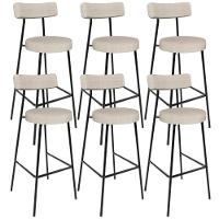 Kit 06 Banquetas Alta Bar Cozinha Sala De Jantar Estrutura Em Aço Milão L02 Linho Palha - Lyam Decor - 1