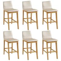 Kit 06 Banquetas Altas Estofada Para Cozinha Sala De Jantar Fixa Elis B05 Facto Bege - Lyam Decor - 1