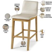 Kit 06 Banquetas Altas Estofada Para Cozinha Sala De Jantar Fixa Elis B05 Facto Bege - Lyam Decor