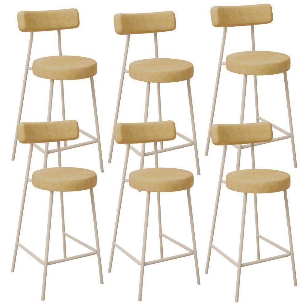 Kit 06 Banquetas Baixa Cozinha Sala Jantar Bancada Milão Arena L02 Couríssimo Fendi - Lyam Decor - 1