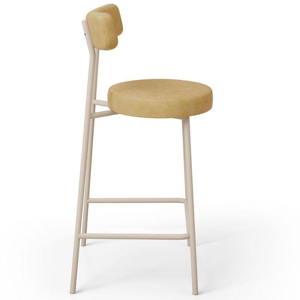 Kit 06 Banquetas Baixa Cozinha Sala Jantar Bancada Milão Arena L02 Couríssimo Fendi - Lyam Decor - 7