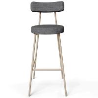 Kit 06 Banquetas Alta Bar Cozinha Sala De Jantar Aço Milão Arena L02 Linho Cinza Escuro - Lyam Decor - 6