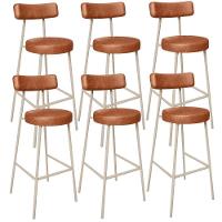 Kit 06 Banquetas Alta Bar Cozinha Sala De Jantar Aço Milão Arena L02 Couríssimo Camel - Lyam Decor - 1