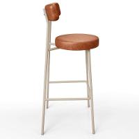 Kit 06 Banquetas Alta Bar Cozinha Sala De Jantar Aço Milão Arena L02 Couríssimo Camel - Lyam Decor - 8