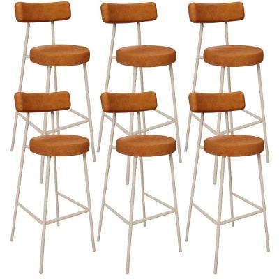 Kit 06 Banquetas Alta Bar Cozinha Sala De Jantar Aço Milão Arena L02 Couríssimo Canela - Lyam Decor