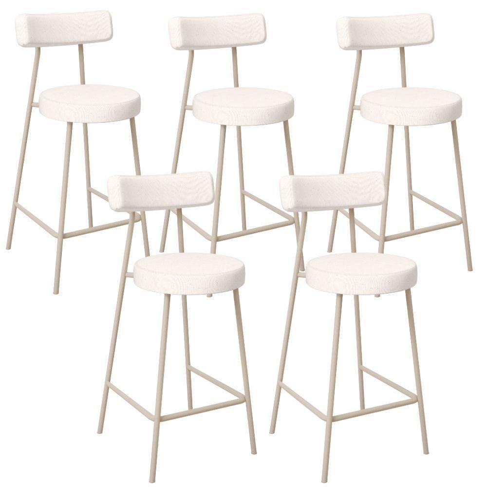 Kit 05 Banquetas Baixa Cozinha Sala Jantar Bancada Milão Arena L02 Linho Cru - Lyam Decor - 1